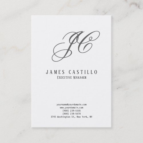 Professional Classical Monogram Minimalist Plain Business Card