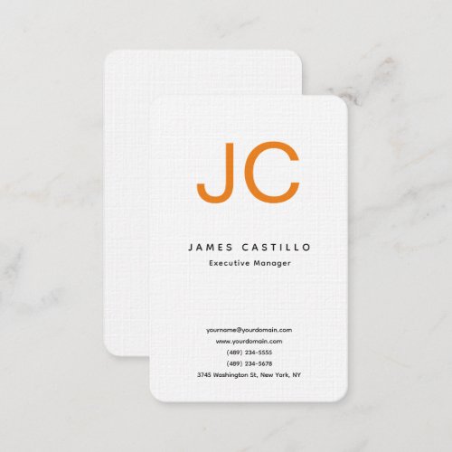 Professional Classical Monogram Minimalist Plain Business Card