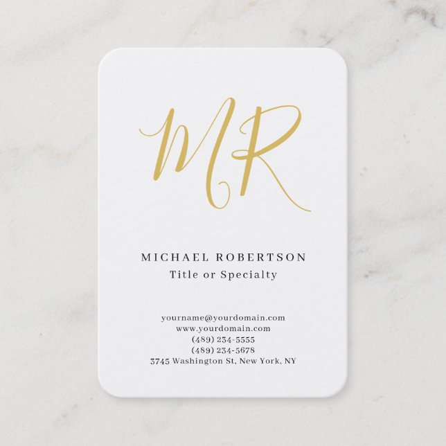 Professional Classical Monogram Minimalist Plain Business Card (Front)