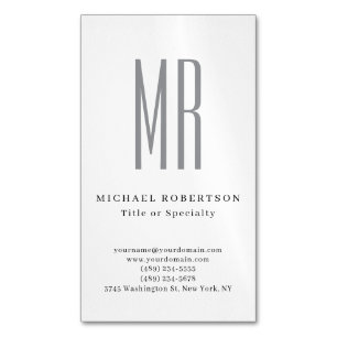 Professional Classical Monogram Minimalist Plain Business Card Magnet
