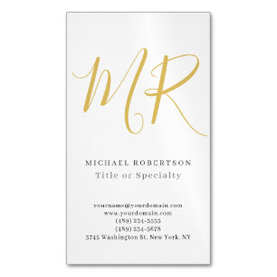Professional Classical Monogram Minimalist Plain Business Card Magnet