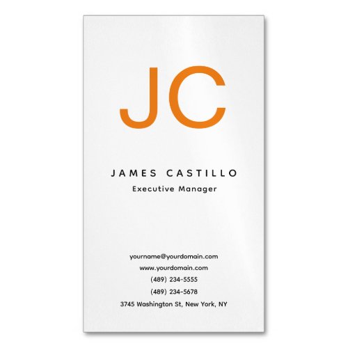 Professional Classical Monogram Minimalist Plain Business Card Magnet