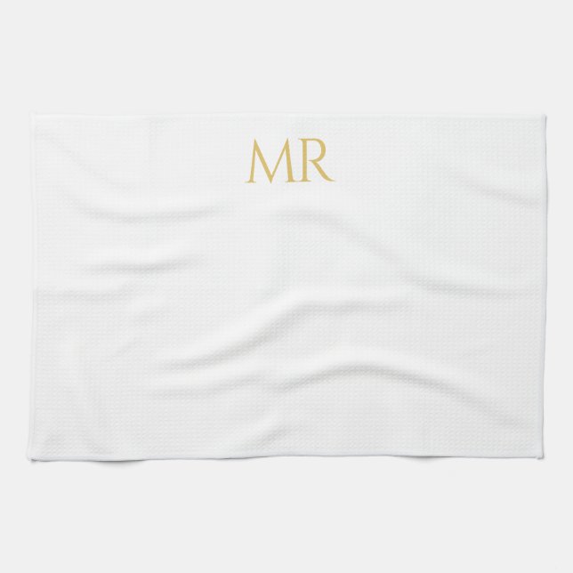 Professional Classical Monogram Minimalist Plain Kitchen Towel (Horizontal)