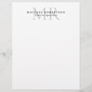 Professional Classical Monogram Minimalist Plain Letterhead