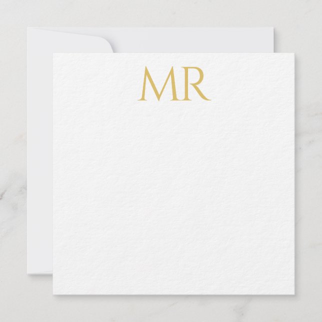 Professional Classical Monogram Minimalist Plain Note Card (Front)
