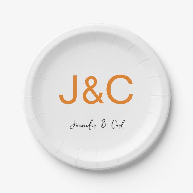 Professional Classical Monogram Minimalist Plain Paper Plates (Front)