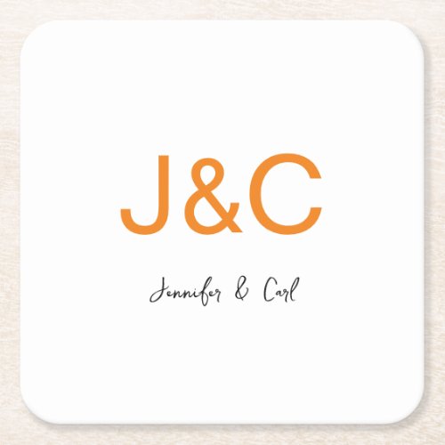 Professional Classical Monogram Minimalist Plain Square Paper Coaster