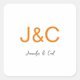 Professional Classical Monogram Minimalist Plain Square Sticker