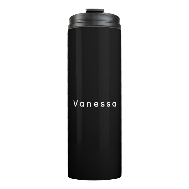 Professional classical plain name custom black thermal tumbler (Front)