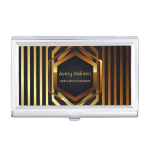 Professional Classy black gold Elegant geometric Business Card Case