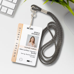 Professional Classy Peach & Gold Photo Notary Badge