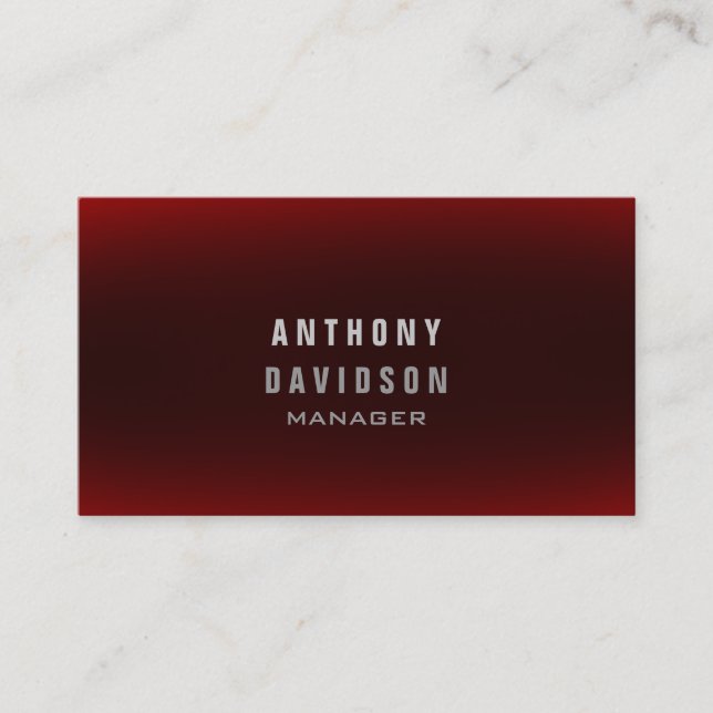 Professional Classy Red Manager Business Card (Front)