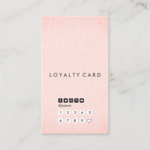 Professional Clean Blush Linen Loyalty Vertical Business Card