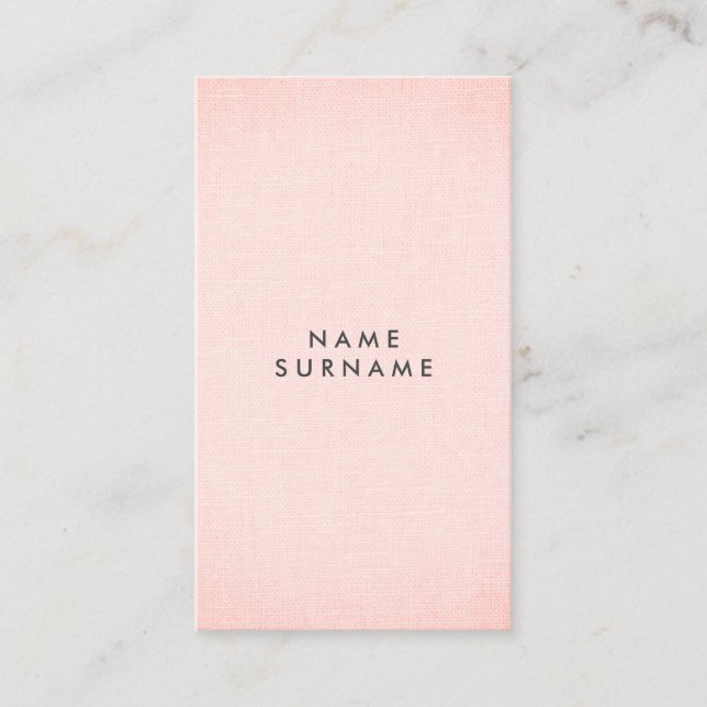 Professional Clean Blush Linen Minimalist Vertical Business Card (Front)