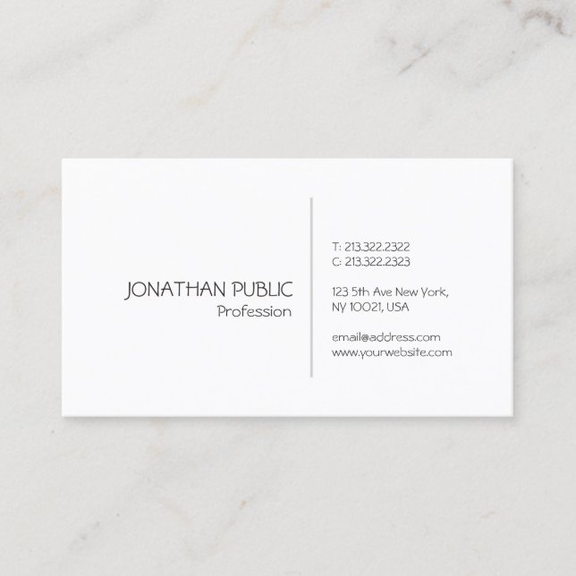 Professional Clean Creative Elegant Modern Plain Business Card (Front)