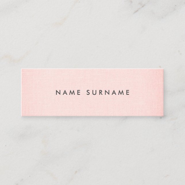 Professional Clean Layout Blush Linen Minimalist Mini Business Card (Front)