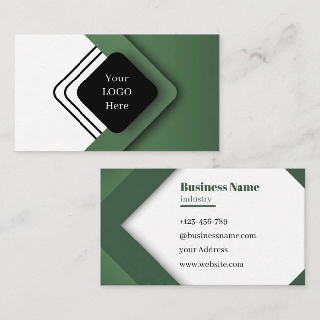 Professional Clean Modern Green minimalist design Business Card (Front/Back)