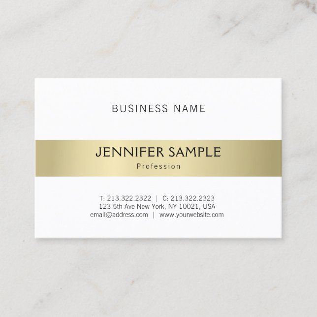 Professional Clean Plain Elegant Gold Look Modern Business Card (Front)