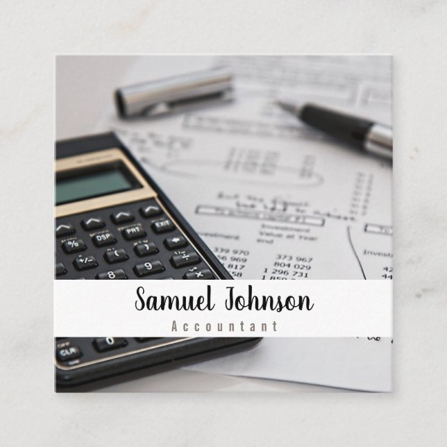 Professional Clean Stylish Accountant CPA Square Business Card (Front)