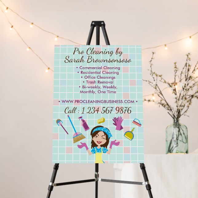 Professional Cleaning Business Advertising Lady Foam Board (In Situ (Stand))