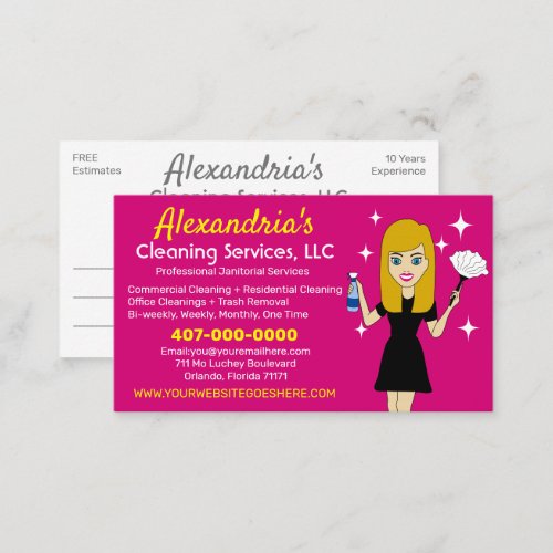 Professional CleaningJanitorial Housekeeping Business Card
