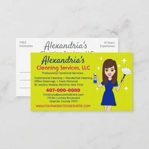 Professional CleaningJanitorial Housekeeping Business Card