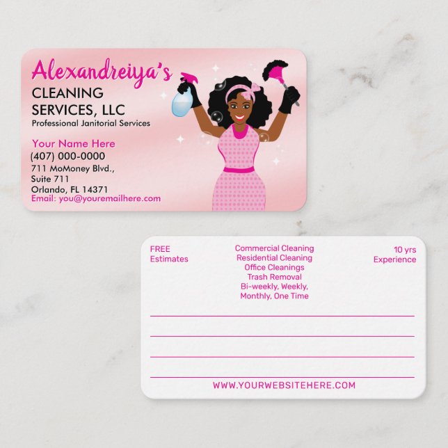Professional Cleaning/Janitorial Housekeeping Serv Business Card (Front/Back)