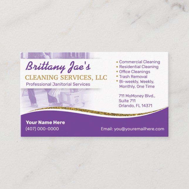 Professional Cleaning/Janitorial Housekeeping Serv Business Card (Front)