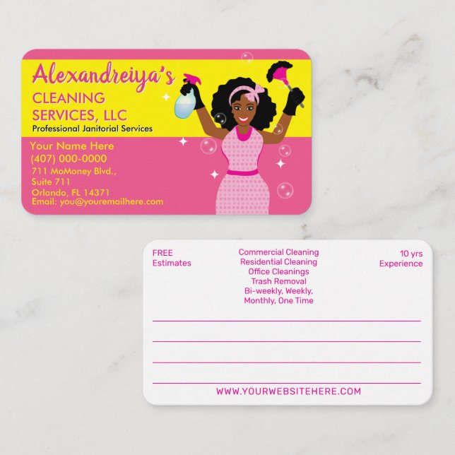 Professional Cleaning/Janitorial Housekeeping Serv Business Card (Front/Back)