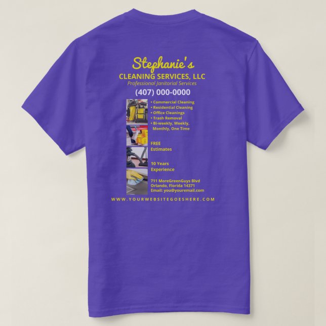Professional Cleaning/Janitorial Housekeeping Serv T-Shirt (Design Back)