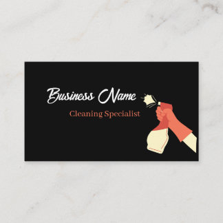 Professional Cleaning Service Black Business Card