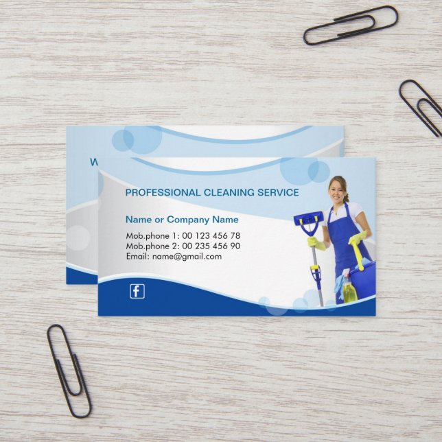 Professional cleaning service business card (Front/Back In Situ)