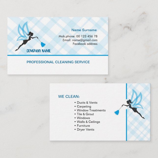 Professional cleaning service business card (Front/Back)