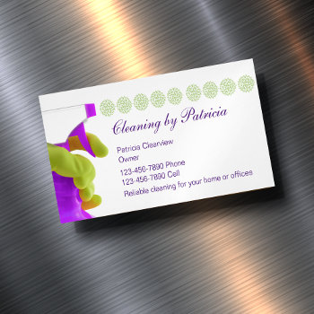 Professional Cleaning Service Business Card Magnet by Luckyturtle at Zazzle