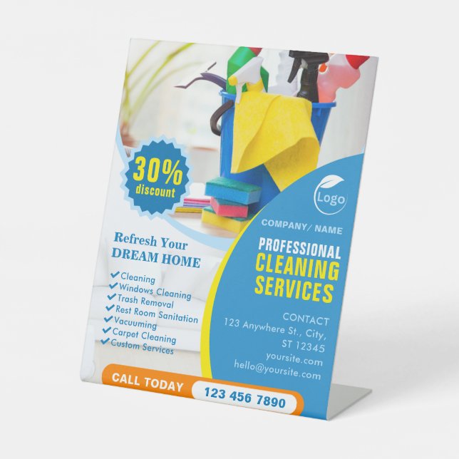 Professional Cleaning Service Business  Pedestal Sign (Front)