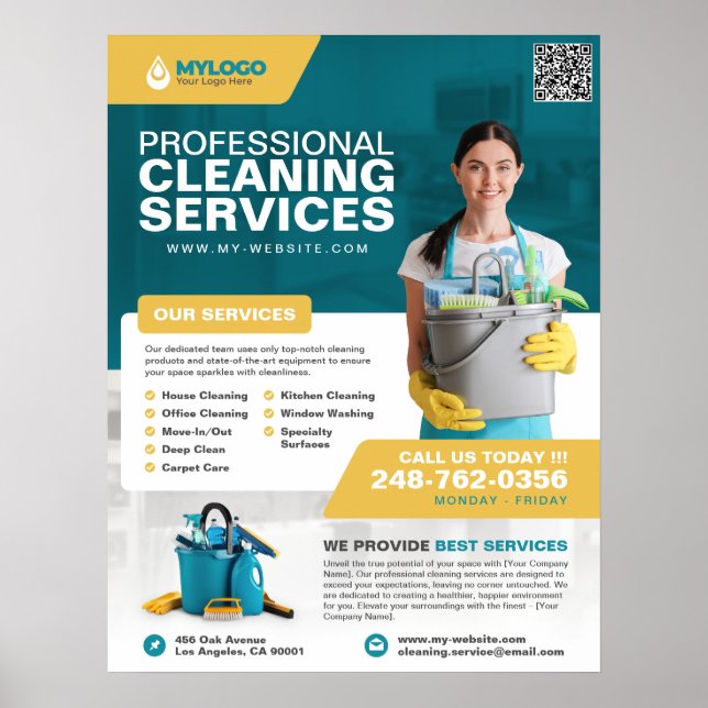 Professional Cleaning Service Business Poster (Front)