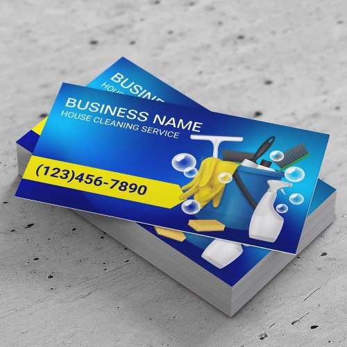 Professional Cleaning Service Modern Navy Blue Business Card