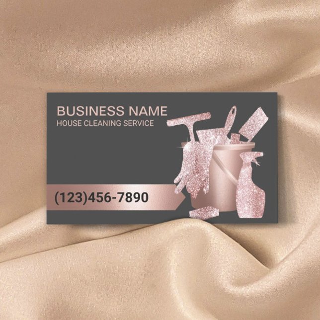 Professional Cleaning Service Modern Rose Gold  Business Card (Creator Uploaded)