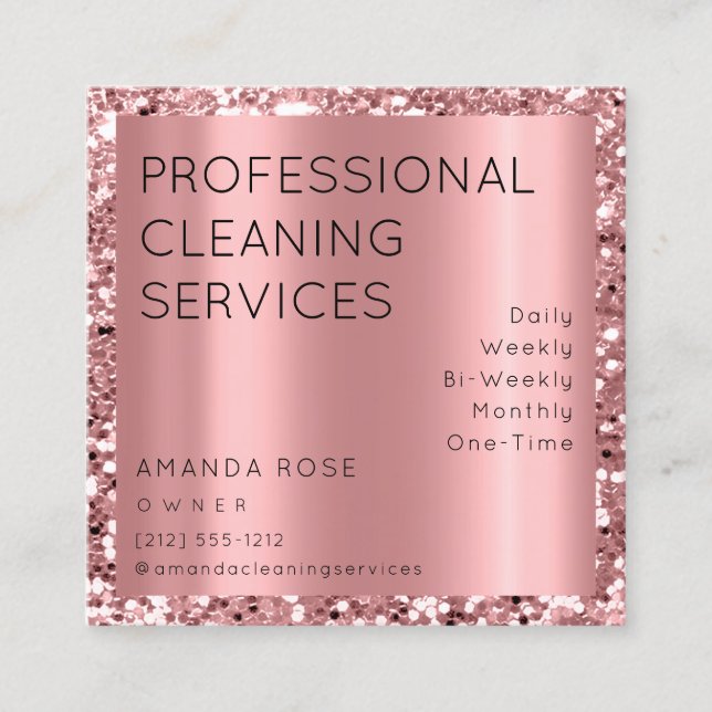 Professional Cleaning Service Residence Rose Gold Appointment Card (Front)
