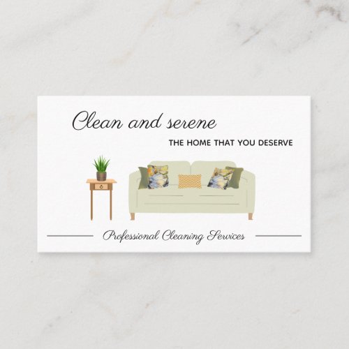 Professional cleaning services clean serene home business card