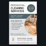 Professional Cleaning Services Flyer<br><div class="desc">Professional,  minimalist flyer for cleaning services with customizable text and photo.</div>