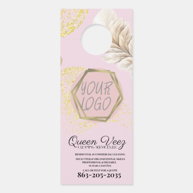 Professional Cleaning Services Girly Door Hanger (Front)