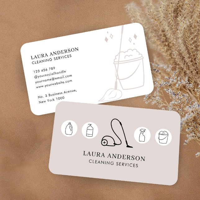 Professional Cleaning Services Housekeeper Neutral Business Card (Creator Uploaded)