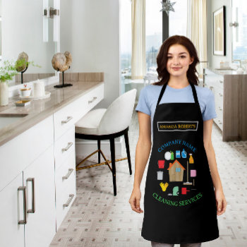 Professional Cleaning Services Logo Custom Maid Apron by riverme at Zazzle