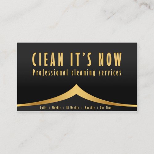 professional cleaning services maid gold and black business card