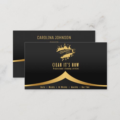 professional cleaning services maid gold and black business card