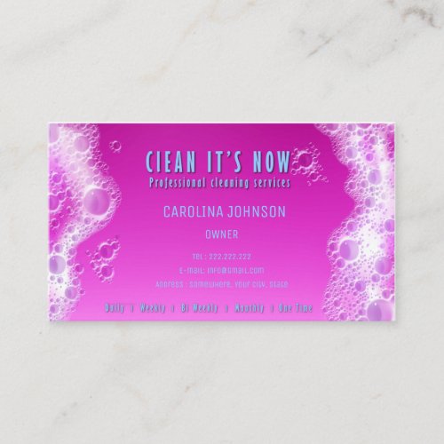 professional cleaning services maid soap foam business card