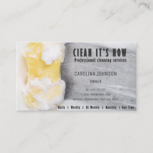 professional cleaning services maid sponge business card