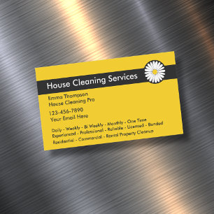 Professional Cleaning Services Modern Daisy Design Business Card Magnet
