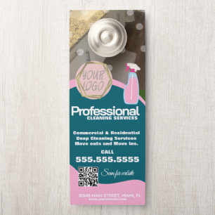 Professional Cleaning Services QR Code Door Hanger